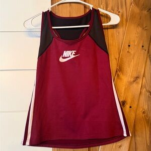 Nike Women's Burgundy and Black Tank Top